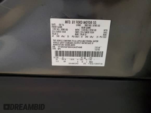 2017 Ford Explorer Limited with VIN 1FM5K8F89HGA57498, listed as a Copart auction lot 90435955 with 166,938 mi miles and Clean title. Bid and sale history available at DreamBid. Image 13.