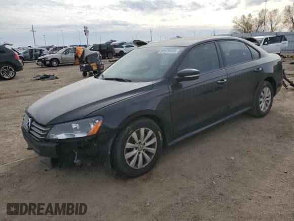 ✅ 2013 Volkswagen Passat S • VIN: 1VWAH7A35DC053390 • Lot: 91579165. Listed on Copart with 103,364 mi. Free auction sales archive from the USA and detailed vehicle history report at DreamBid. Image 1.