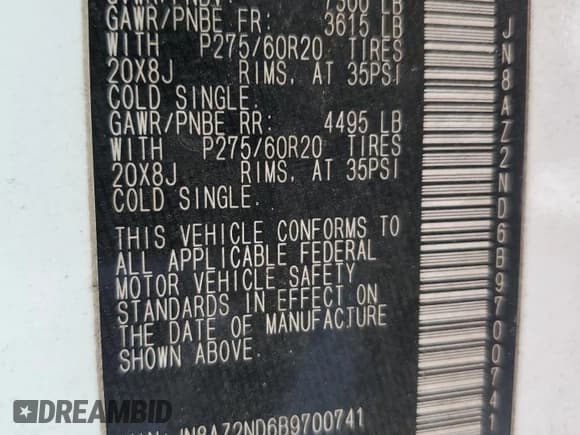 ✅ 2011 Infiniti QX56 8-passenger • VIN: JN8AZ2ND6B9700741 • Lot: 70821845. Listed on Copart with 212,306 mi. Free auction sales archive from the USA and detailed vehicle history report at DreamBid. Image 13.