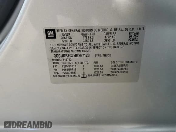 ✅ 2017 Chevrolet Silverado 1500 LT • VIN: 3GCUKREC2HG267120 • Lot: 84821065. Listed on Copart with Not provided. Free auction sales archive from the USA and detailed vehicle history report at DreamBid. Image 12.