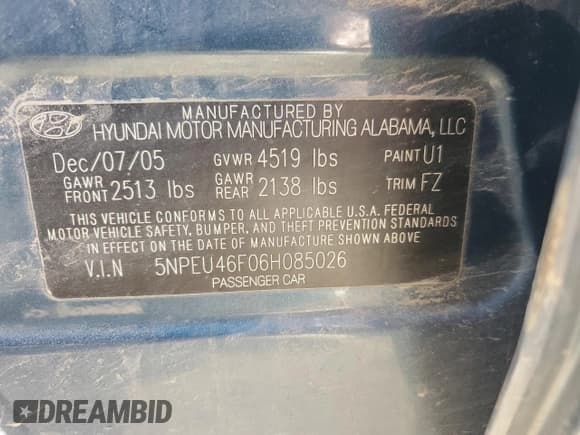 ✅ 2006 Hyundai Sonata GLS • VIN: 5NPEU46F06H085026 • Лот: 76304954. Опубликован ранее на Copart с пробегом 179 432 миль. Бесплатный доступ к архиву аукционных продаж из США и подробный отчёт об истории автомобиля на DreamBid. Изображение 12.