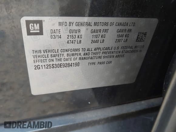 ✅ 2014 Chevrolet Impala LT • VIN: 2G1125S30E9284190 • Лот: 43671497. Опубликован ранее на IAAI с пробегом 276 549 миль. Бесплатный доступ к архиву аукционных продаж из США и подробный отчёт об истории автомобиля на DreamBid. Изображение 9.