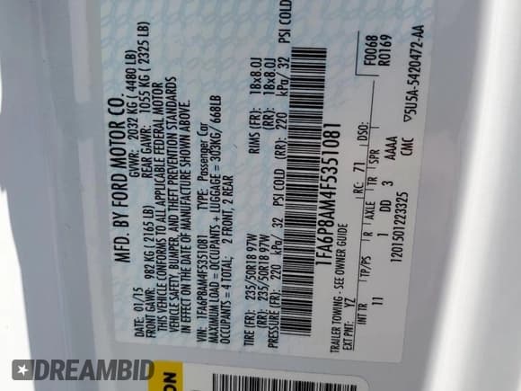 ✅ 2015 Ford Mustang V6 • VIN: 1FA6P8AM4F5351081 • Lot: 91134525. Listed on Copart with 8,829 mi. Free auction sales archive from the USA and detailed vehicle history report at DreamBid. Image 12.