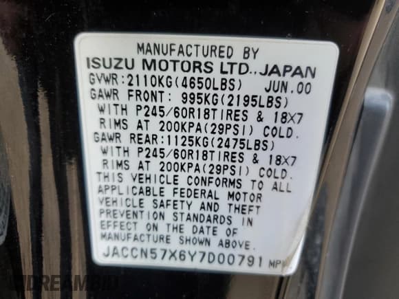 ✅ 2000 Isuzu VehiCROSS • VIN: JACCN57X6Y7D00791 • Лот: 70404685. Опубликован ранее на Copart с пробегом 136 079 миль. Бесплатный доступ к архиву аукционных продаж из США и подробный отчёт об истории автомобиля на DreamBid. Изображение 13.