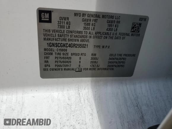 ✅ 2016 Chevrolet Suburban LS • VIN: 1GNSCGKC4GR295021 • Lot: 59410004. Wystawiony na Copart z przebiegiem 125 117 mil. Bezpłatny archiwum sprzedaży aukcyjnych z USA i szczegółowy raport historii pojazdu na DreamBid. Zdjęcie 13.