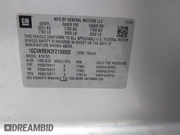 ✅ 2015 Chevrolet Silverado 1500 LT • VIN: 1GCVKREH2FZ198992 • Лот: 43330862. Опубликован ранее на IAAI с пробегом 161 085 миль. Бесплатный доступ к архиву аукционных продаж из США и подробный отчёт об истории автомобиля на DreamBid. Изображение 9.