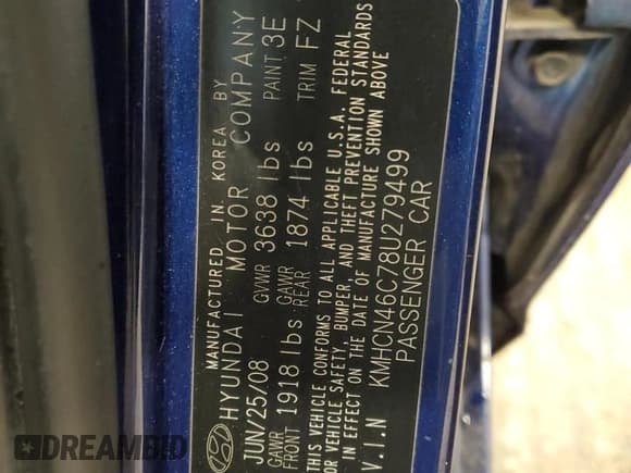 ✅ 2008 Hyundai Accent GLS • VIN: KMHCN46C78U279499 • Лот: 48026805. Опубликован ранее на Copart с пробегом 152 986 миль. Бесплатный доступ к архиву аукционных продаж из США и подробный отчёт об истории автомобиля на DreamBid. Изображение 12.