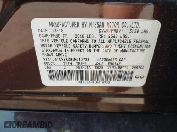 ✅ 2018 Infiniti Q50 Luxe • VIN: JN1EV7AR9JM610733 • Lot: 42855292. Listed on IAAI with 68,218 mi. Free auction sales archive from the USA and detailed vehicle history report at DreamBid. Image 9.