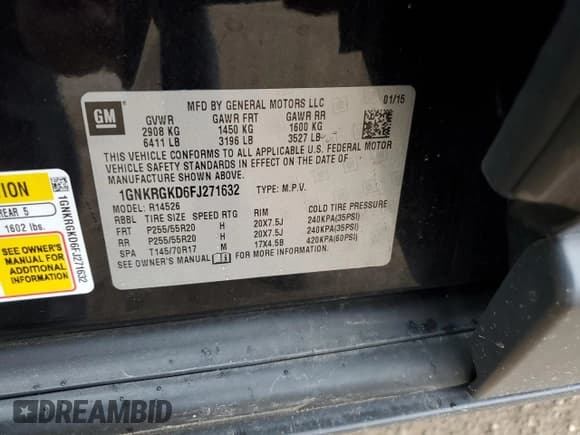 ✅ 2015 Chevrolet Traverse LT • VIN: 1GNKRGKD6FJ271632 • Lot: 59927764. Wystawiony na Copart z przebiegiem 136 420 mil. Bezpłatny archiwum sprzedaży aukcyjnych z USA i szczegółowy raport historii pojazdu na DreamBid. Zdjęcie 14.