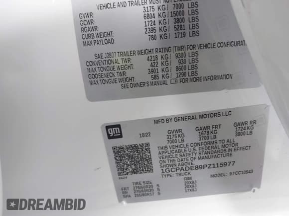 ✅ 2023 Chevrolet Silverado 1500 • VIN: 1GCPADE89PZ115977 • Лот: 42025071. Опубликован ранее на IAAI с пробегом 27 635 миль. Бесплатный доступ к архиву аукционных продаж из США и подробный отчёт об истории автомобиля на DreamBid. Изображение 9.