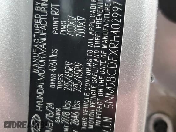 ✅ 2024 Hyundai Tucson SEL • VIN: 5NMJBCDEXRH402997 • Lot: 79607094. Wystawiony na Copart z przebiegiem 18 332 mil. Bezpłatny archiwum sprzedaży aukcyjnych z USA i szczegółowy raport historii pojazdu na DreamBid. Zdjęcie 13.