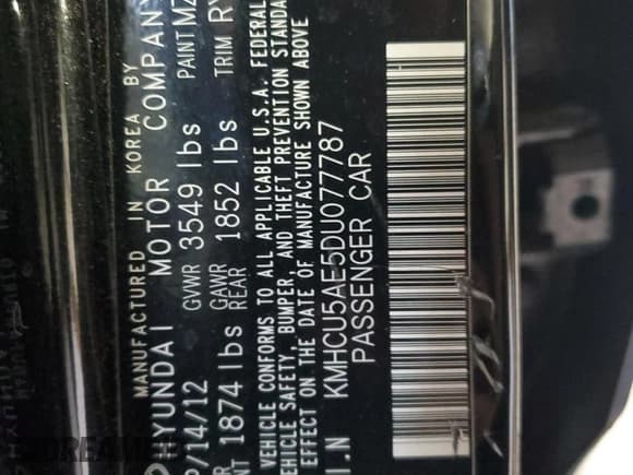 ✅ 2013 Hyundai Accent SE • VIN: KMHCU5AE5DU077787 • Лот: 76541084. Опубликован ранее на Copart с пробегом 62 056 миль. Бесплатный доступ к архиву аукционных продаж из США и подробный отчёт об истории автомобиля на DreamBid. Изображение 13.