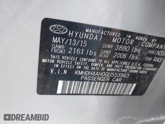 ✅ 2016 Hyundai Elantra Sport • VIN: KMHDH4AH0GU553963 • Lot: 41652458. Listed on IAAI with 144,350 mi. Free auction sales archive from the USA and detailed vehicle history report at DreamBid. Image 9.