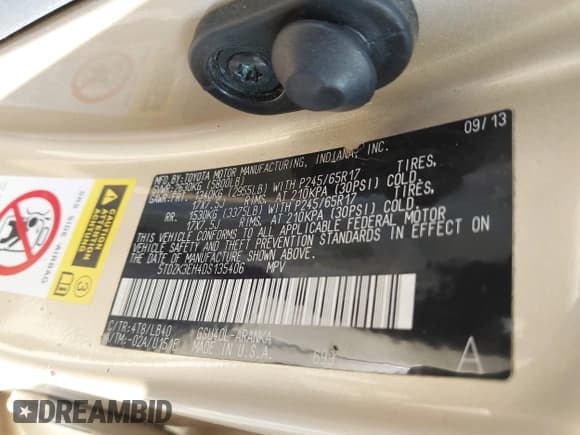 ✅ 2013 Toyota Highlander SE • VIN: 5TDZK3EH4DS135406 • Лот: 43170302. Опубликован ранее на IAAI с пробегом 238 486 миль. Бесплатный доступ к архиву аукционных продаж из США и подробный отчёт об истории автомобиля на DreamBid. Изображение 9.