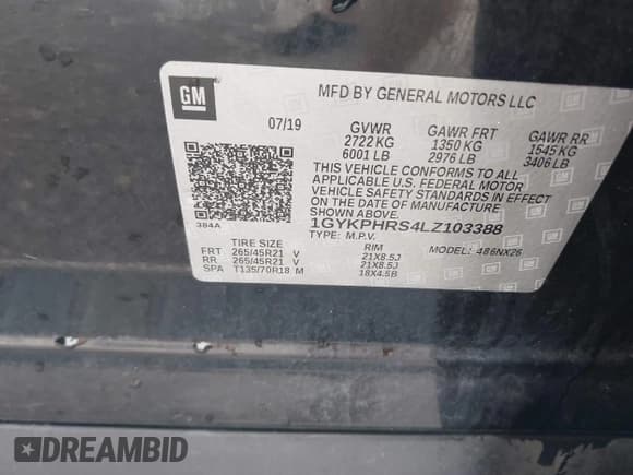 ✅ 2020 Cadillac XT6 AWD Sport • VIN: 1GYKPHRS4LZ103388 • Lot: 43365216. Listed on IAAI with 140,235 mi. Free auction sales archive from the USA and detailed vehicle history report at DreamBid. Image 9.