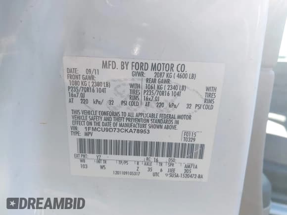 ✅ 2012 Ford Escape XLT • VIN: 1FMCU9D73CKA78953 • Лот: 43488851. Опубликован ранее на IAAI с пробегом 136 237 миль. Бесплатный доступ к архиву аукционных продаж из США и подробный отчёт об истории автомобиля на DreamBid. Изображение 9.