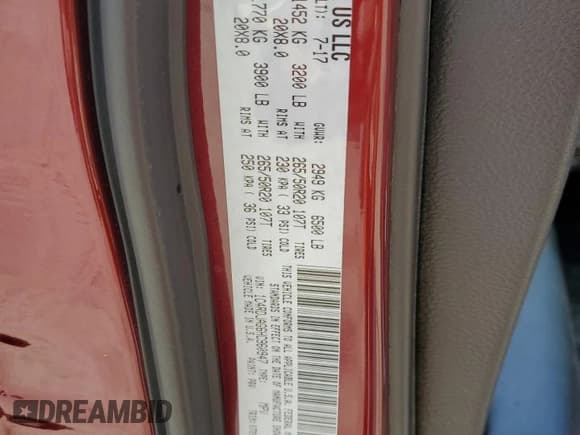 ✅ 2017 Dodge Durango SXT • VIN: 1C4RDJAG6HC960947 • Lot: 59279685. Listed on Copart with 69,798 mi. Free auction sales archive from the USA and detailed vehicle history report at DreamBid. Image 13.