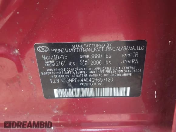 ✅ 2016 Hyundai Elantra SE • VIN: 5NPDH4AE4GH657120 • Lot: 43554480. Listed on IAAI with 231,822 mi. Free auction sales archive from the USA and detailed vehicle history report at DreamBid. Image 9.