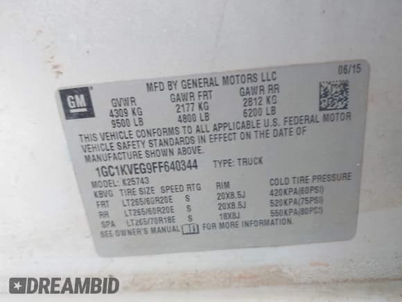 ✅ 2015 Chevrolet Silverado 2500HD LT • VIN: 1GC1KVEG9FF640344 • Lot: 43345081. Listed on IAAI with 294,853 mi. Free auction sales archive from the USA and detailed vehicle history report at DreamBid. Image 9.