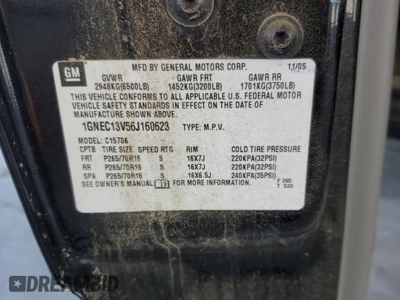 ✅ 2006 Chevrolet Tahoe LS • VIN: 1GNEC13V56J160623 • Лот: 63435065. Опубликован ранее на Copart с пробегом 130 952 миль. Бесплатный доступ к архиву аукционных продаж из США и подробный отчёт об истории автомобиля на DreamBid. Изображение 13.