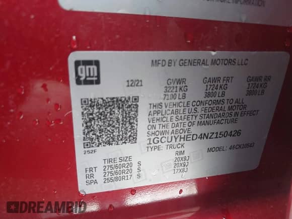 2022 Chevrolet Silverado 1500 High Country с VIN 1GCUYHED4NZ150426, выставлен на аукционе IAAI как лот 43088570 с пробегом 36 901 миль миль и . История ставок и продаж доступна на DreamBid. Изображение 9.