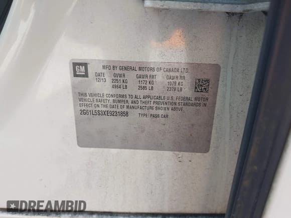 ✅ 2014 Cadillac XTS • VIN: 2G61L5S3XE9231858 • Лот: 41941564. Опубликован ранее на IAAI с пробегом 158 479 миль. Бесплатный доступ к архиву аукционных продаж из США и подробный отчёт об истории автомобиля на DreamBid. Изображение 9.