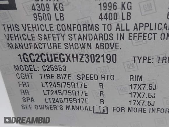 ✅ 2017 Chevrolet Silverado 2500HD Work Truck • VIN: 1GC2CUEGXHZ302190 • Lot: 42050349. Wystawiony na IAAI z przebiegiem 213 413 mil. Bezpłatny archiwum sprzedaży aukcyjnych z USA i szczegółowy raport historii pojazdu na DreamBid. Zdjęcie 9.