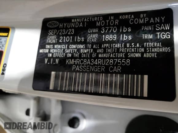 2024 Hyundai Venue SEL with VIN KMHRC8A34RU287558, listed as a Copart auction lot 57885644 with Not provided miles and Salvage title. Bid and sale history available at DreamBid. Image 13.