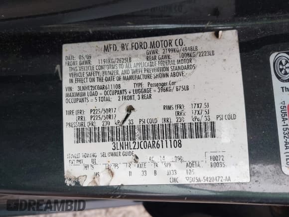 ✅ 2010 Lincoln MKZ • VIN: 3LNHL2JC0AR611108 • Lot: 42366257. Wystawiony na IAAI z przebiegiem 192 259 mil. Bezpłatny archiwum sprzedaży aukcyjnych z USA i szczegółowy raport historii pojazdu na DreamBid. Zdjęcie 9.