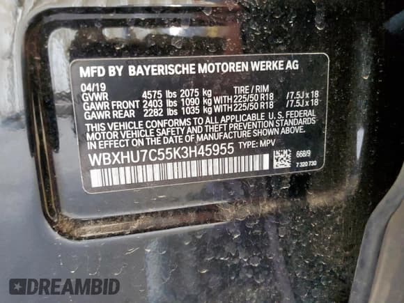 ✅ 2019 BMW X1 sDrive28i • VIN: WBXHU7C55K3H45955 • Lot: 81317225. Listed on Copart with 67,302 mi. Free auction sales archive from the USA and detailed vehicle history report at DreamBid. Image 14.