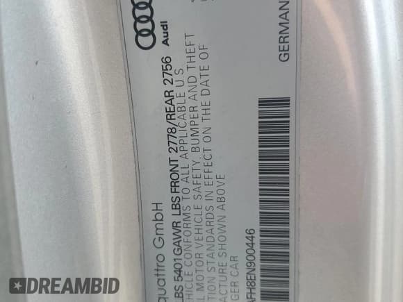 ✅ 2014 Audi RS 5 • VIN: WUAC6AFH8EN900446 • Lot: 59137724. Listed on Copart with 75,167 mi. Free auction sales archive from the USA and detailed vehicle history report at DreamBid. Image 12.