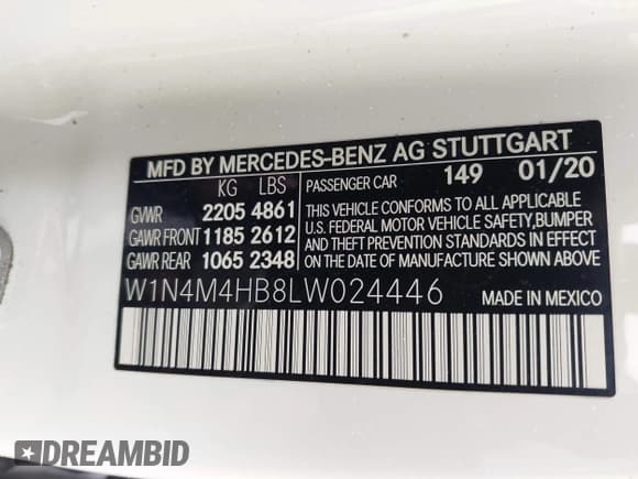 ✅ 2020 Mercedes-Benz GLB 250 • VIN: W1N4M4HB8LW024446 • Лот: 43434720. Опубликован ранее на IAAI с пробегом 101 150 миль. Бесплатный доступ к архиву аукционных продаж из США и подробный отчёт об истории автомобиля на DreamBid. Изображение 9.