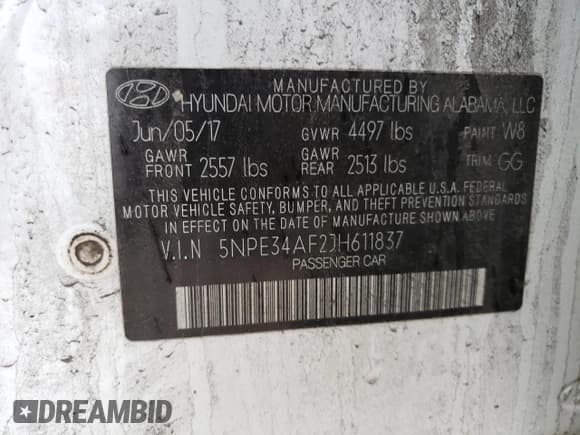 ✅ 2018 Hyundai Sonata Limited • VIN: 5NPE34AF2JH611837 • Lot: 45805243. Listed on Copart with 69,512 mi. Free auction sales archive from the USA and detailed vehicle history report at DreamBid. Image 12.