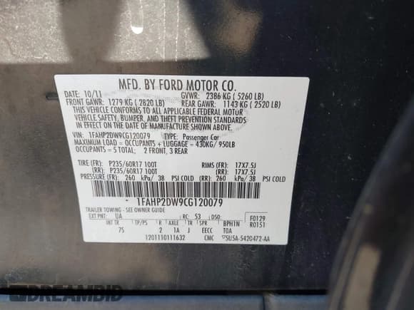 ✅ 2012 Ford Taurus SE • VIN: 1FAHP2DW9CG120079 • Лот: 43030066. Опубликован ранее на IAAI с пробегом 207 741 миль. Бесплатный доступ к архиву аукционных продаж из США и подробный отчёт об истории автомобиля на DreamBid. Изображение 9.