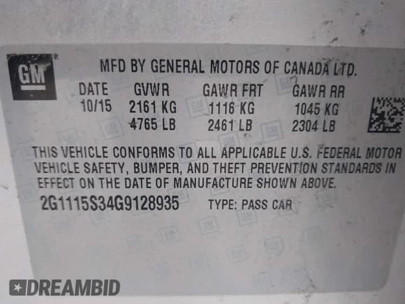 ✅ 2016 Chevrolet Impala LT • VIN: 2G1115S34G9128935 • Лот: 43042929. Опубликован ранее на IAAI с пробегом 122 482 миль. Бесплатный доступ к архиву аукционных продаж из США и подробный отчёт об истории автомобиля на DreamBid. Изображение 9.