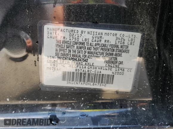 ✅ 2017 Nissan Versa SV • VIN: 3N1CN7AP0HL847542 • Lot: 69374635. Listed on Copart with 90,303 mi. Free auction sales archive from the USA and detailed vehicle history report at DreamBid. Image 12.