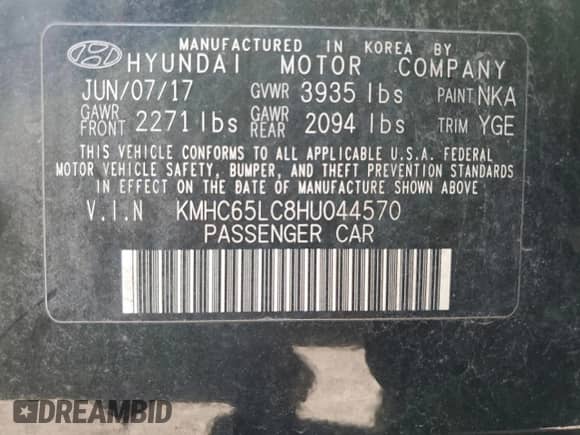 2017 Hyundai Ioniq Blue с VIN KMHC65LC8HU044570, выставлен на аукционе Copart как лот 76743284 с пробегом 201 481 миль миль и Списание • Salvage title. История ставок и продаж доступна на DreamBid. Изображение 13.
