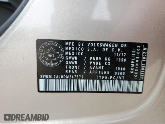 ✅ 2013 Volkswagen Jetta Comfortline • VIN: 3VWDL7AJ0DM247575 • Lot: 53722715. Wystawiony na Copart z przebiegiem 256 015 mil. Bezpłatny archiwum sprzedaży aukcyjnych z USA i szczegółowy raport historii pojazdu na DreamBid. Zdjęcie 13.