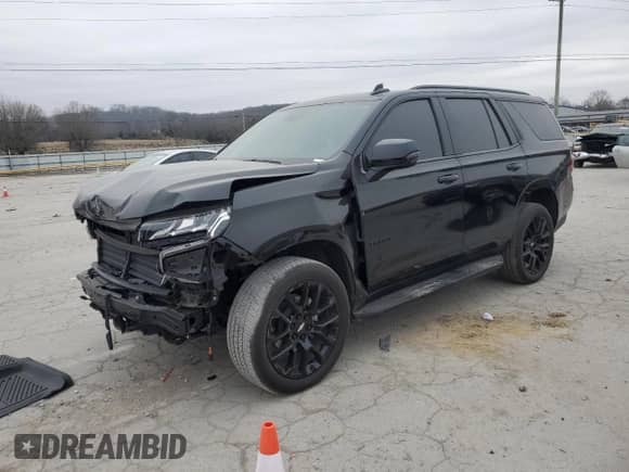 2023 Chevrolet Tahoe RST with VIN 1GNSKRKT5PR409249, listed as a Copart auction lot 43815715 with 23,056 mi miles and Salvage title. Bid and sale history available at DreamBid. Image 1.