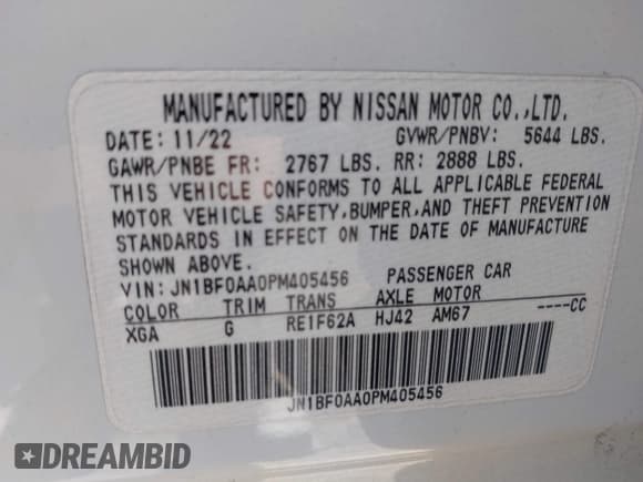 ✅ 2023 Nissan ARIYA Venture+ • VIN: JN1BF0AA0PM405456 • Lot: 42297314. Listed on IAAI with 25,883 mi. Free auction sales archive from the USA and detailed vehicle history report at DreamBid. Image 9.