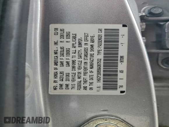 ✅ 2008 Honda Accord EX-L • VIN: 1HGCP26858A087502 • Лот: 95494525. Опубликован ранее на Copart с пробегом 164 078 миль. Бесплатный доступ к архиву аукционных продаж из США и подробный отчёт об истории автомобиля на DreamBid. Изображение 12.