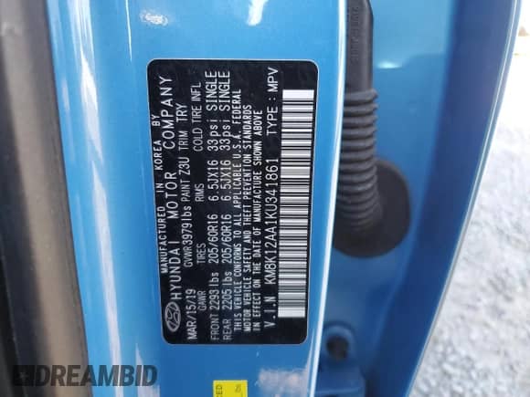 2019 Hyundai Kona SE с VIN KM8K12AA1KU341861, выставлен на аукционе Copart как лот 65294252 с пробегом 44 990 миль миль и . История ставок и продаж доступна на DreamBid. Изображение 10.