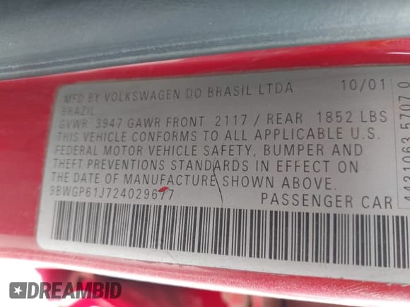 ✅ 2002 Volkswagen Golf GLS • VIN: 9BWGP61J724029677 • Лот: 42382997. Опубликован ранее на IAAI с пробегом 224 445 миль. Бесплатный доступ к архиву аукционных продаж из США и подробный отчёт об истории автомобиля на DreamBid. Изображение 9.