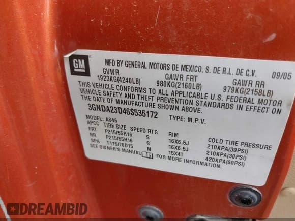 ✅ 2006 Chevrolet HHR LT • VIN: 3GNDA23D46S535172 • Лот: 42913455. Опубликован ранее на IAAI с пробегом 190 190 миль. Бесплатный доступ к архиву аукционных продаж из США и подробный отчёт об истории автомобиля на DreamBid. Изображение 9.