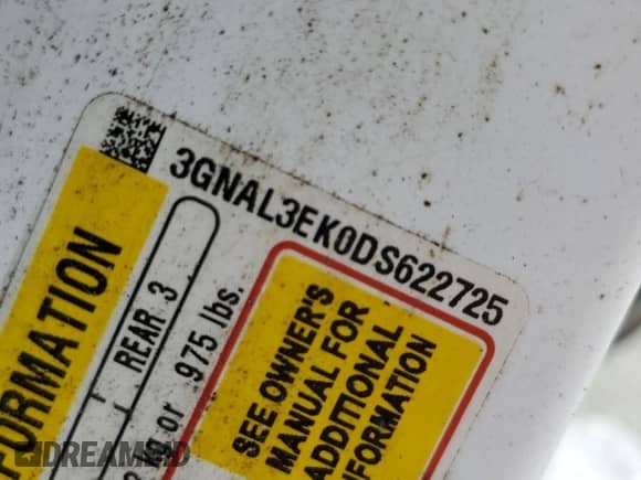 2013 Chevrolet Captiva Sport LT с VIN 3GNAL3EK0DS622725, выставлен на аукционе Copart как лот 83614124 с пробегом 168 032 миль миль и Списание • Salvage title. История ставок и продаж доступна на DreamBid. Изображение 14.