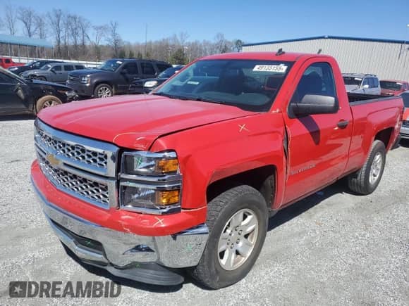 2014 Chevrolet Silverado 1500 LT с VIN 1GCNCREHXEZ145789, выставлен на аукционе Copart как лот 49135155 с пробегом 57 274 миль миль и Списание • Salvage title. История ставок и продаж доступна на DreamBid. Изображение 1.