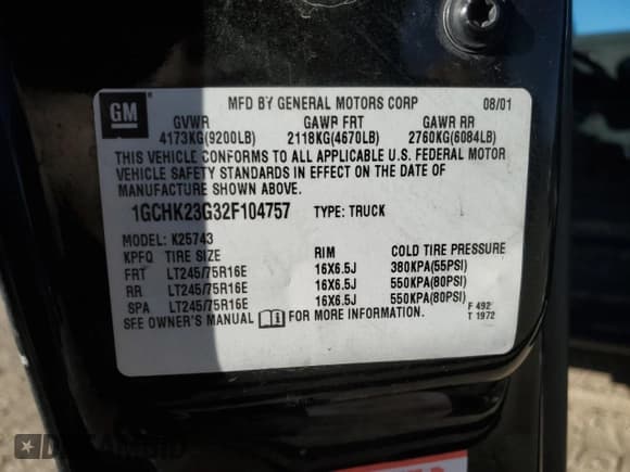 ✅ 2002 Chevrolet Silverado 2500HD LS • VIN: 1GCHK23G32F104757 • Лот: 91891835. Опубликован ранее на Copart с пробегом 205 533 миль. Бесплатный доступ к архиву аукционных продаж из США и подробный отчёт об истории автомобиля на DreamBid. Изображение 12.