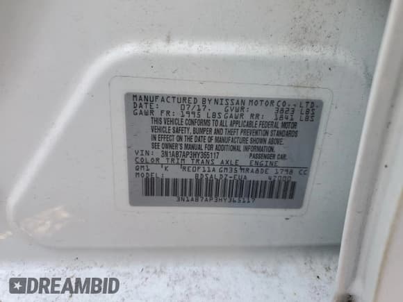 ✅ 2017 Nissan Sentra S • VIN: 3N1AB7AP3HY365117 • Lot: 84777695. Wystawiony na Copart z przebiegiem 73 192 mil. Bezpłatny archiwum sprzedaży aukcyjnych z USA i szczegółowy raport historii pojazdu na DreamBid. Zdjęcie 12.