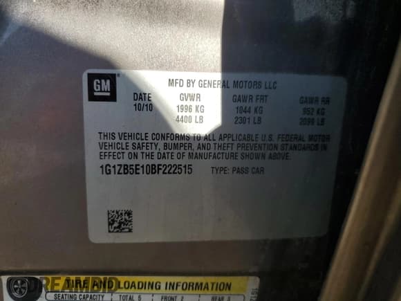 ✅ 2011 Chevrolet Malibu 1LS • VIN: 1G1ZB5E10BF222515 • Lot: 74259664. Wystawiony na Copart z przebiegiem 200 408 mil. Bezpłatny archiwum sprzedaży aukcyjnych z USA i szczegółowy raport historii pojazdu na DreamBid. Zdjęcie 12.