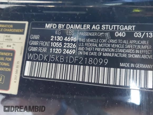 ✅ 2013 Mercedes-Benz E 350 • VIN: WDDKJ5KB1DF218099 • Lot: 43906123. Listed on IAAI with 140,263 mi. Free auction sales archive from the USA and detailed vehicle history report at DreamBid. Image 9.